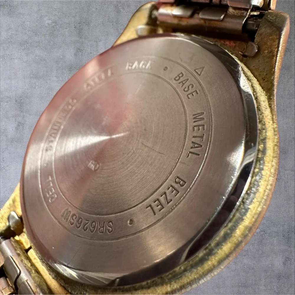 Acqua Quartz Watch Gold Tone Date Japan Stretch‎ Band SR626SW